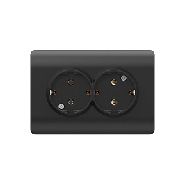 (NEW3-E) Pərdəli elektrik yuvası İkili, 16А, qara