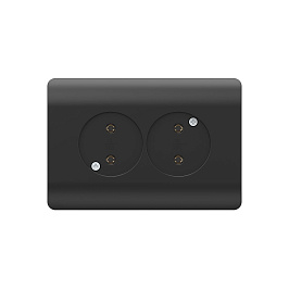 (NEW3-E) Pərdəli elektrik yuvası İkili, 16А, qara