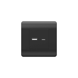 (NEW3-E) USB yuvası A+С, 5В/2,1А, qara