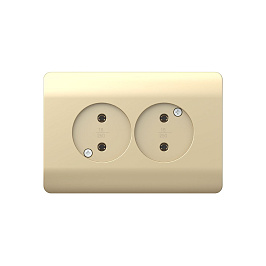 (NEW3-E) Pərdəli elektrik yuvası İkili, 16А, Şampan